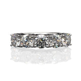 14K White Gold 3 Carat TW Lab Grown 5 Stone Round Cut Diamond Half Eternity Ring Size - 6.5