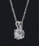 1-3 Carat IGI Certified Round Cut Lab Grown Diamond 4 Prong Pendant Necklace 18 ^ prime prime 14K White Gold D-E Color, VVS-VS Clarity