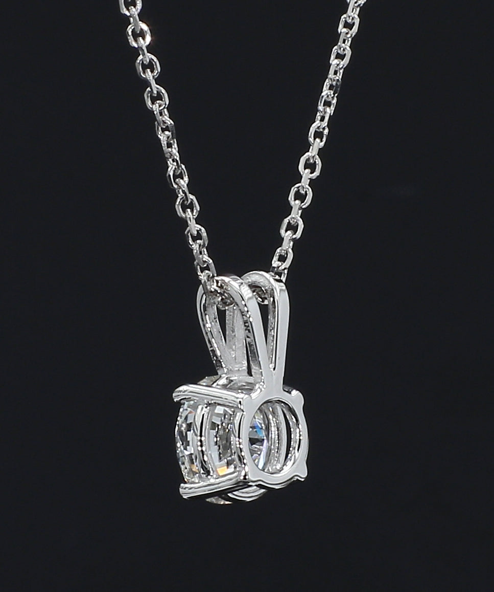 1-3 Carat IGI Certified Round Cut Lab Grown Diamond 4 Prong Pendant Necklace 18 ^ prime prime 14K White Gold D-E Color, VVS-VS Clarity
